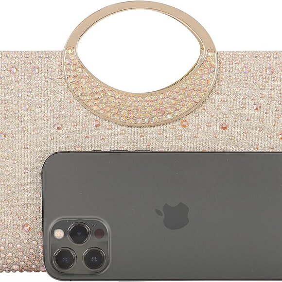 Dexmay Rhinestone Clutch Handbag with Crystal Handle for Wedding Party Elegant C - Picture 3 of 7